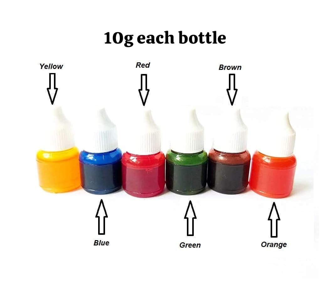 Candle Liquid Dyes Set of 6 Colours with Dropper – High Pigment Oil-Based Candle Colorants (10g Each)