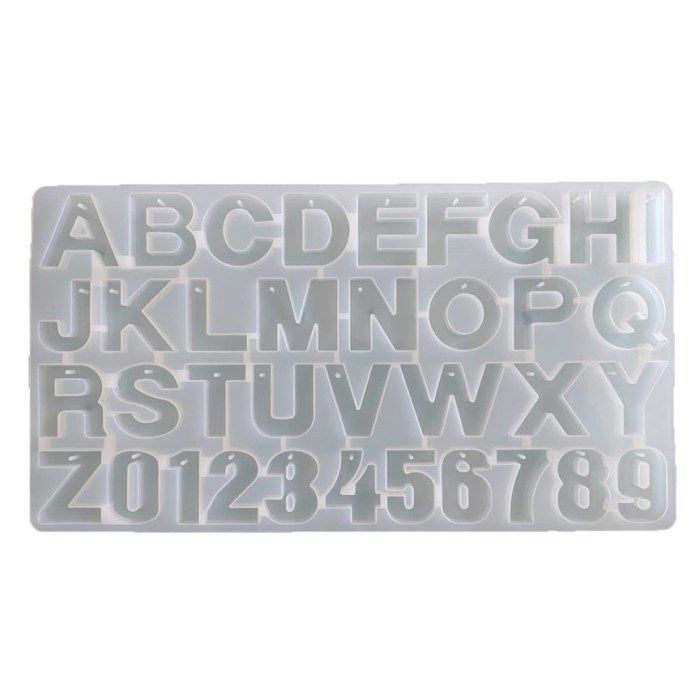 ABC Silicone Mould with Hole – Keychain Making Mould (14.5 x 7.5 Inches)