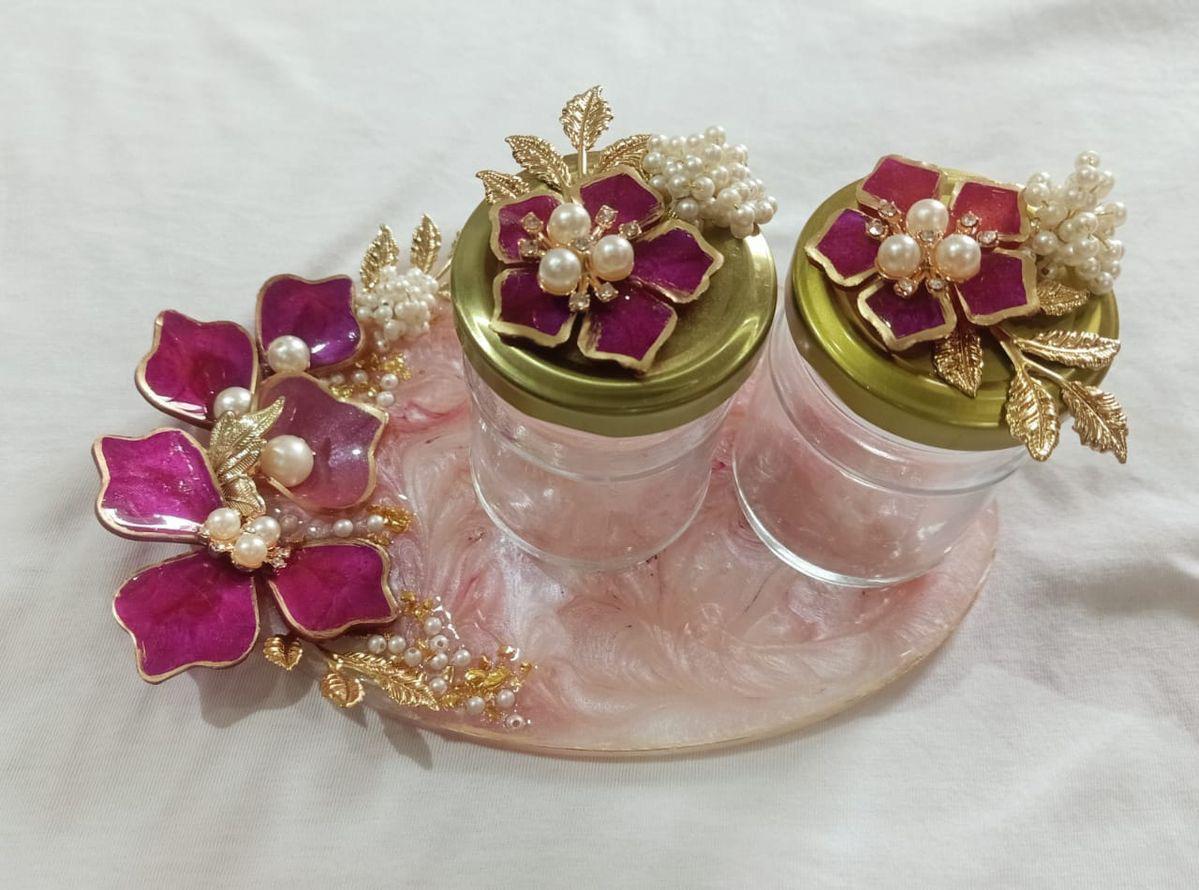 Custom Resin Tray with Glass Jar