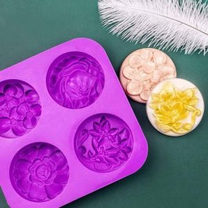 Round 3D Silicone Soap Mould – 4 Cavity Flexible Handmade Soap Making Mold