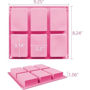 Rectangular Shape Silicone Soap Mould – 6 Cavity Soap Making Mold