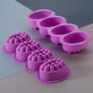 Silicone Massage Soap Mould – 4 Cavity High Quality Flexible Mold