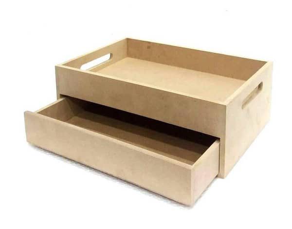 MDF Tea Tray with Storage Drawer