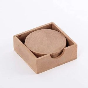 MDF Round Coaster Set with Holder