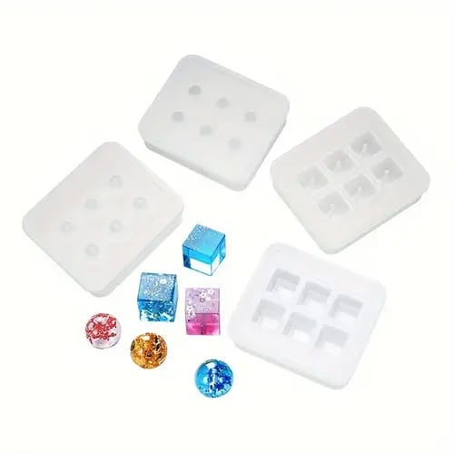 Resin Beads Silicone Mould – Cube & Sphere Epoxy Resin Mould Set