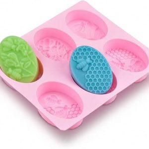 6-Cavity Oval Honey Bee Silicone Soap Mould