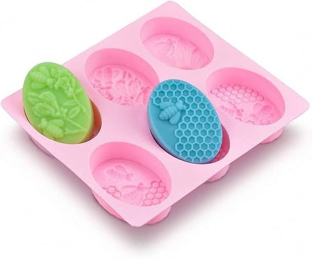 6-Cavity Oval Honey Bee Silicone Soap Mould