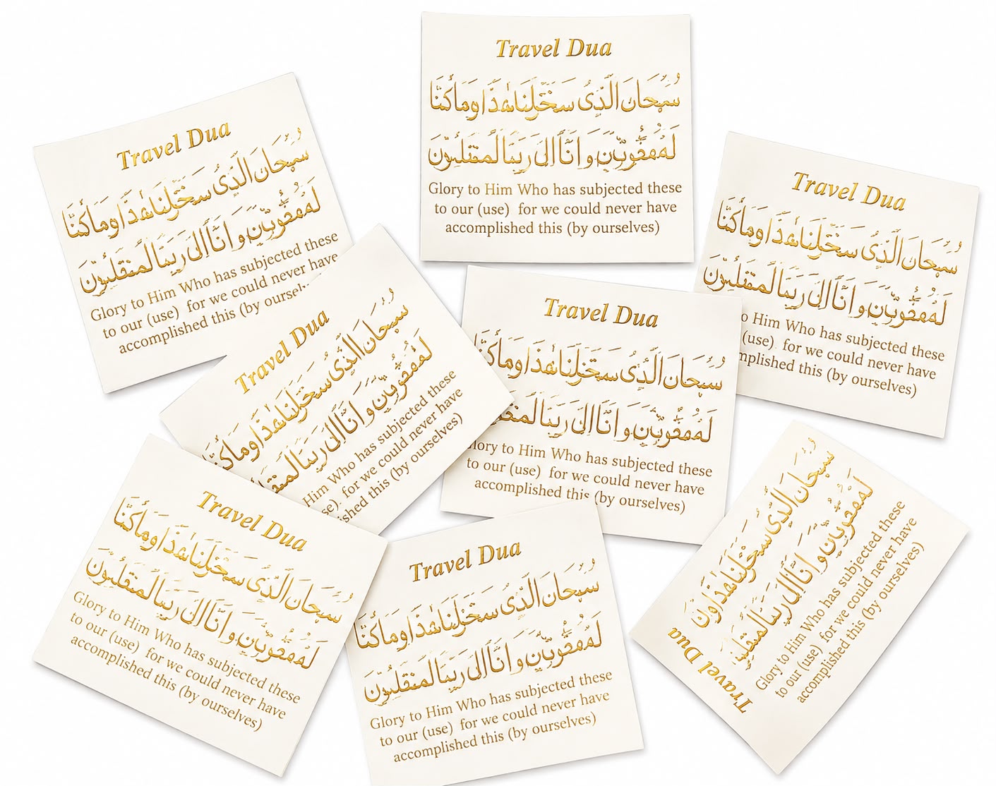Travel Dua Sticker – Matte Gold | Arabic Travel Dua with English Translation