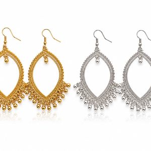 Traditional Dangle Earrings – Gold & Silver