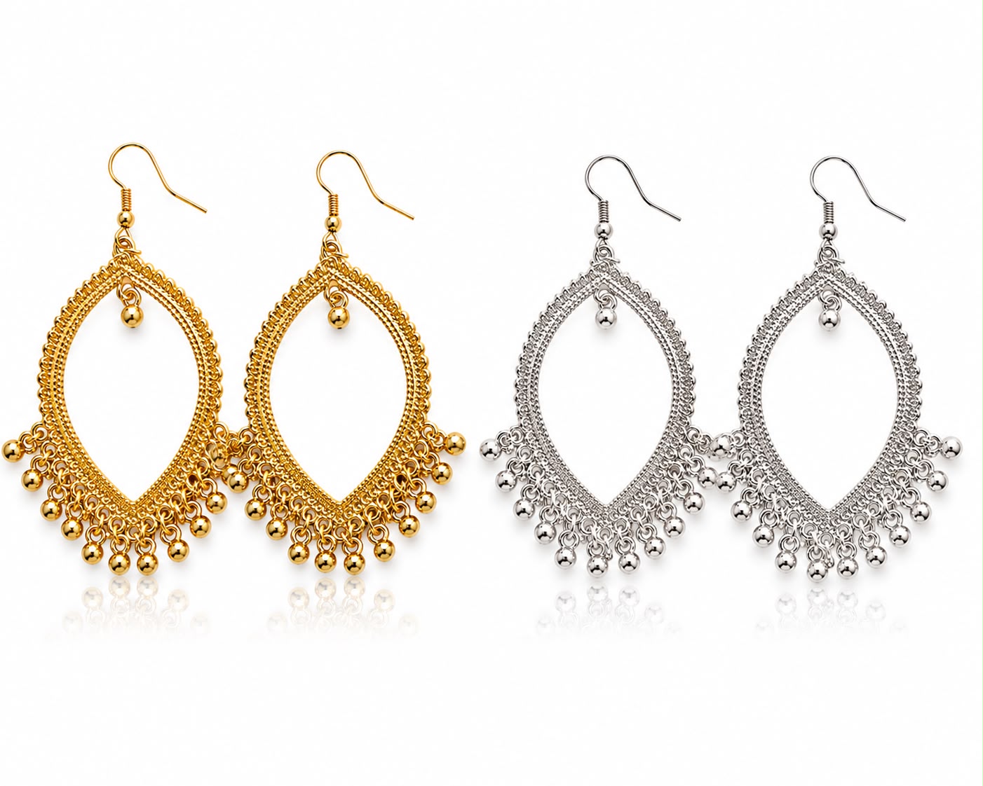 Traditional Dangle Earrings – Gold & Silver