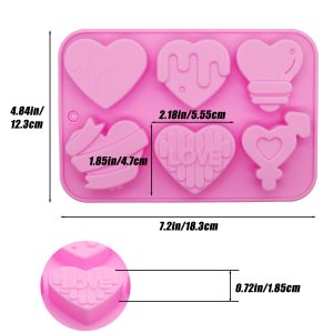 Multi-Design Heart Silicone Mold – 6 Cavity Resin & Craft Mold