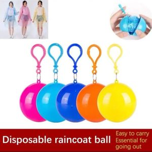 Disposable Raincoat Ball with Keychain – Portable Waterproof Raincoat