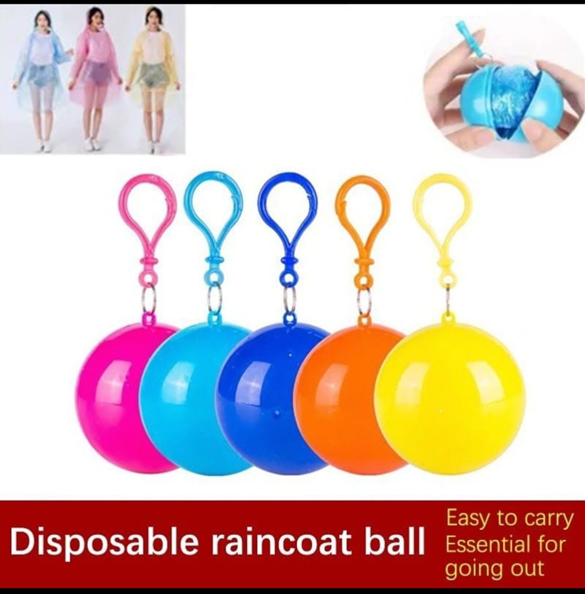 Disposable Raincoat Ball with Keychain – Portable Waterproof Raincoat