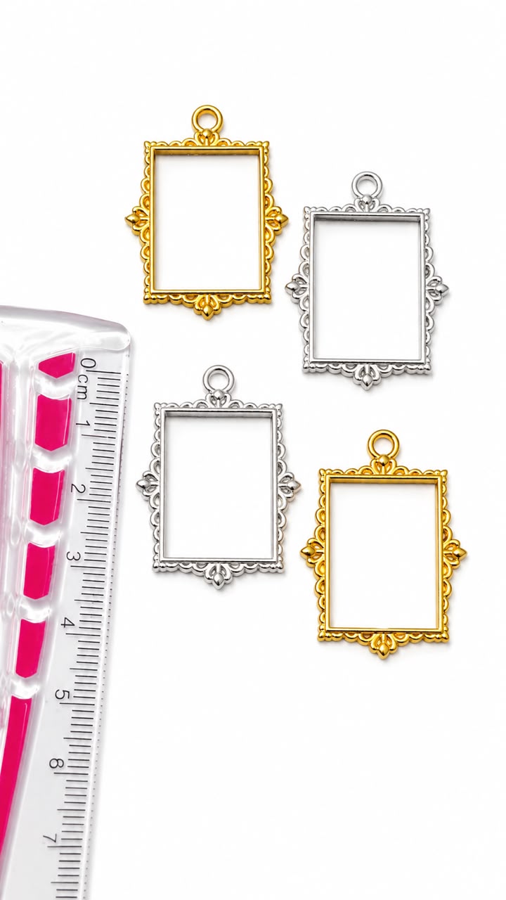 Vintage Rectangle Open Bezel Frame Charm (Gold & Silver) – Resin Jewelry Making