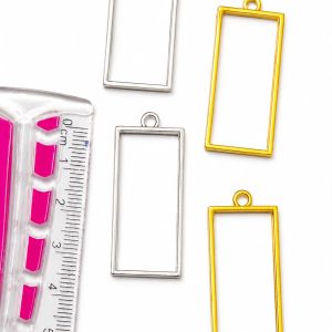 Rectangle Open Bezel Frame Charm (Gold & Silver) – Resin Jewelry Making