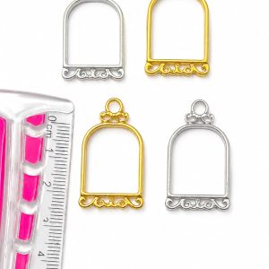 Open Bezel Frame Charm (Gold & Silver) – Resin Jewelry Making