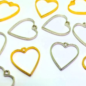 Heart Shape Metal Pendants – Gold & Silver | DIY Jewelry & Craft Making
