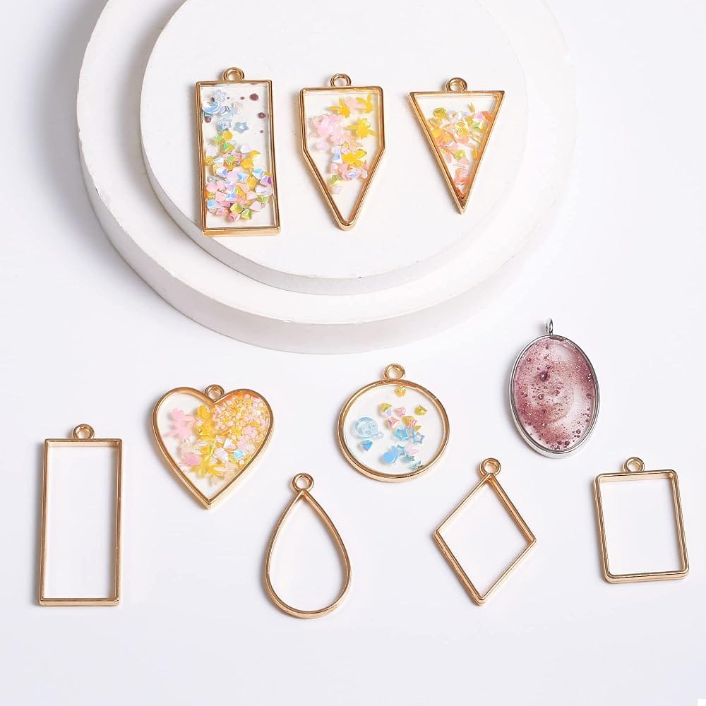 Assorted Metal Charms & Pendant Frames – 10 Different Designs | Gold & Silver