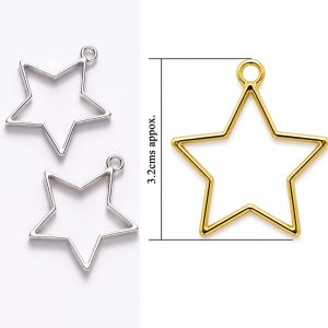Star Pendant Bezels – Gold & Silver | 3.2 cm Open Frame Resin Jewelry