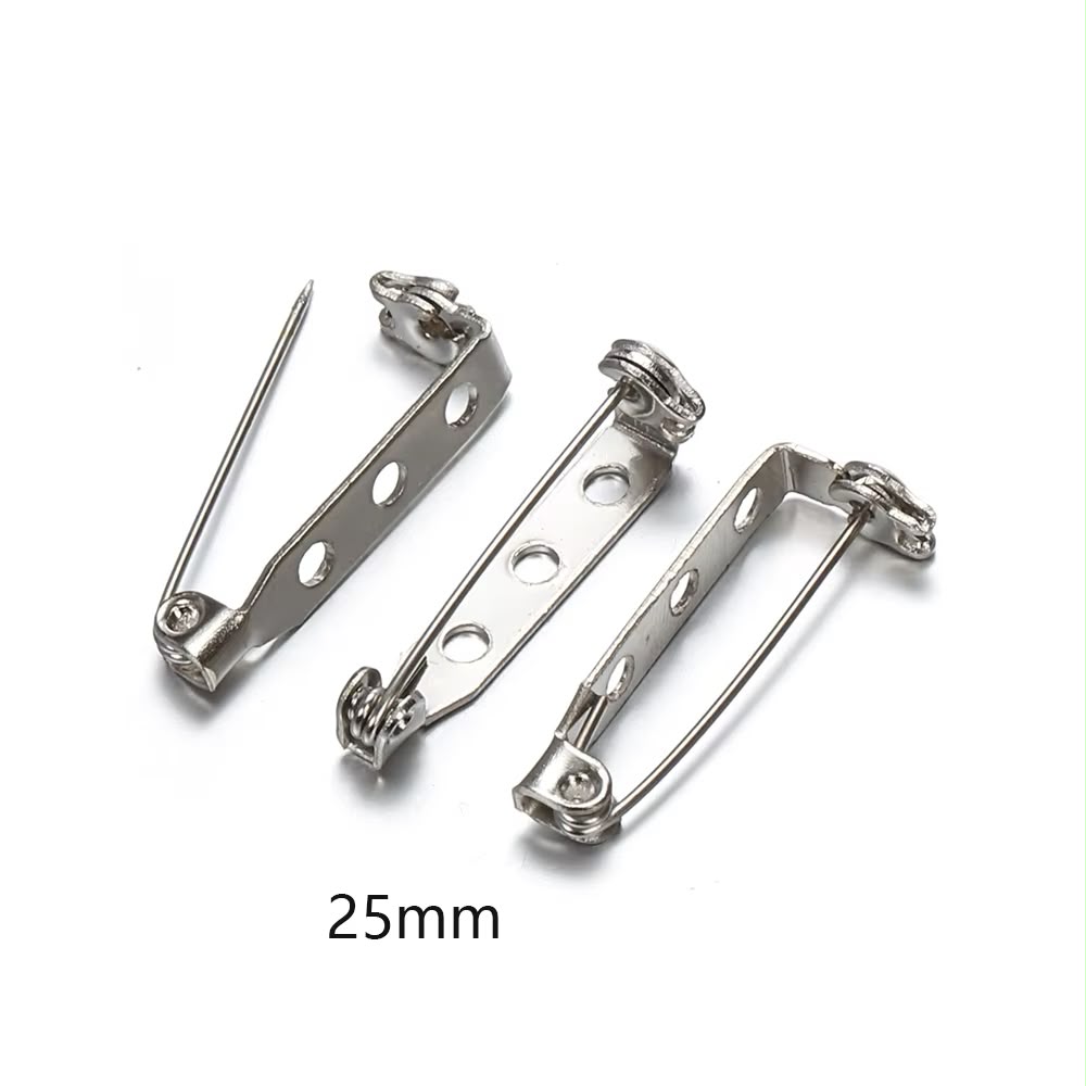 25mm Brooch Pins – 12 Pcs | Metal Pin Bases for DIY Crafts