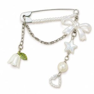 Handmade Scarf Pin with Pearl & Decorative Charms