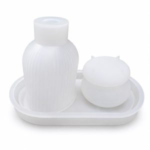 Silicone Bathroom Set Mould – Bottle, Jar & Tray