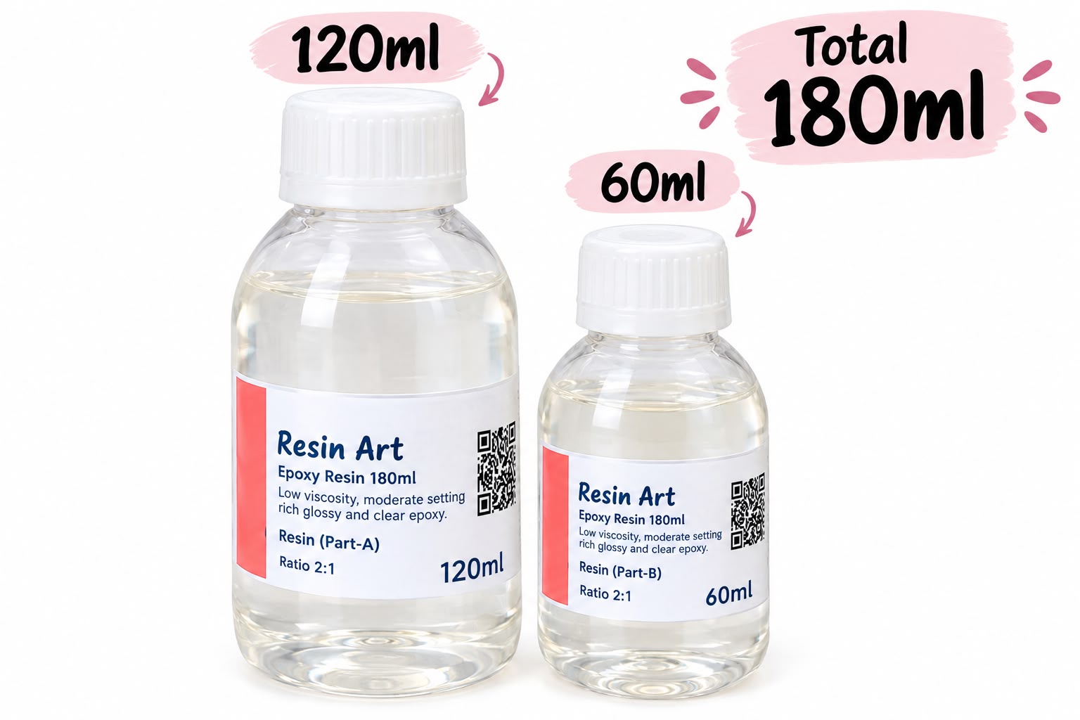 Epoxy Resin – 180ml Clear Resin & Hardener (2:1 Ratio)